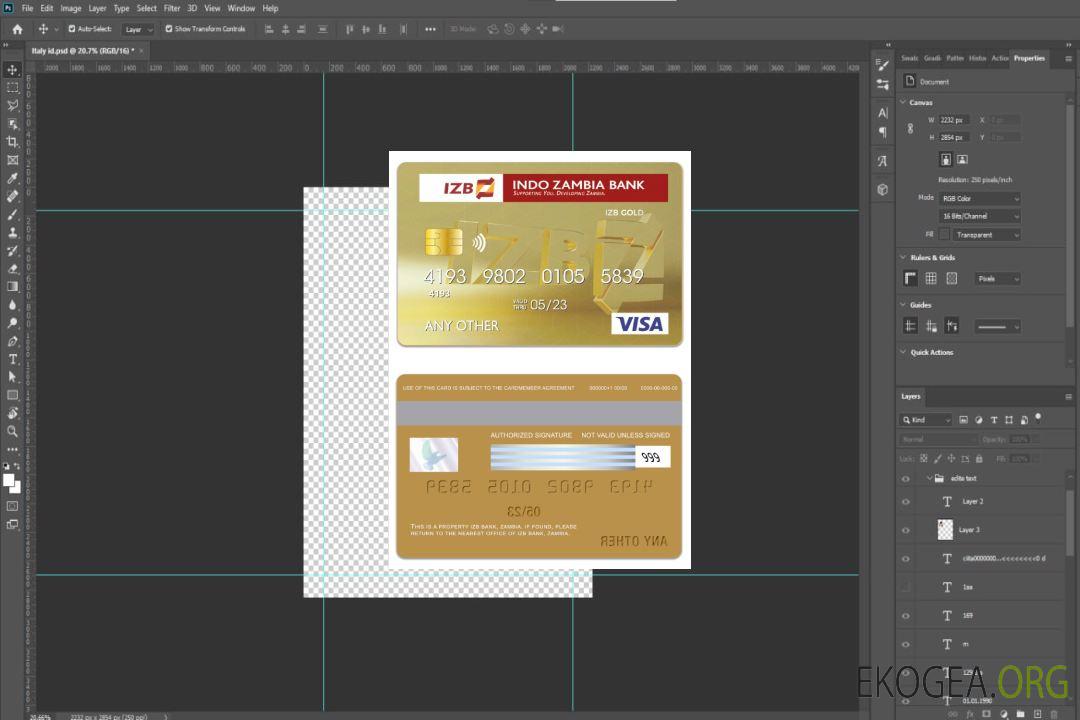 Carte Visa Gold de la Zambie IZB Bank template Carte Visa Gold de la Zambie IZB Bank template